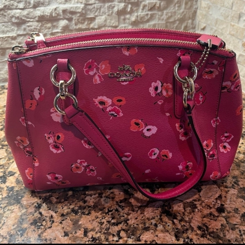 SOLD DO NOT PURCHASE Coach Mini Christie Carryall Pink Floral Women's Bag EUC - Picture 2 of 12